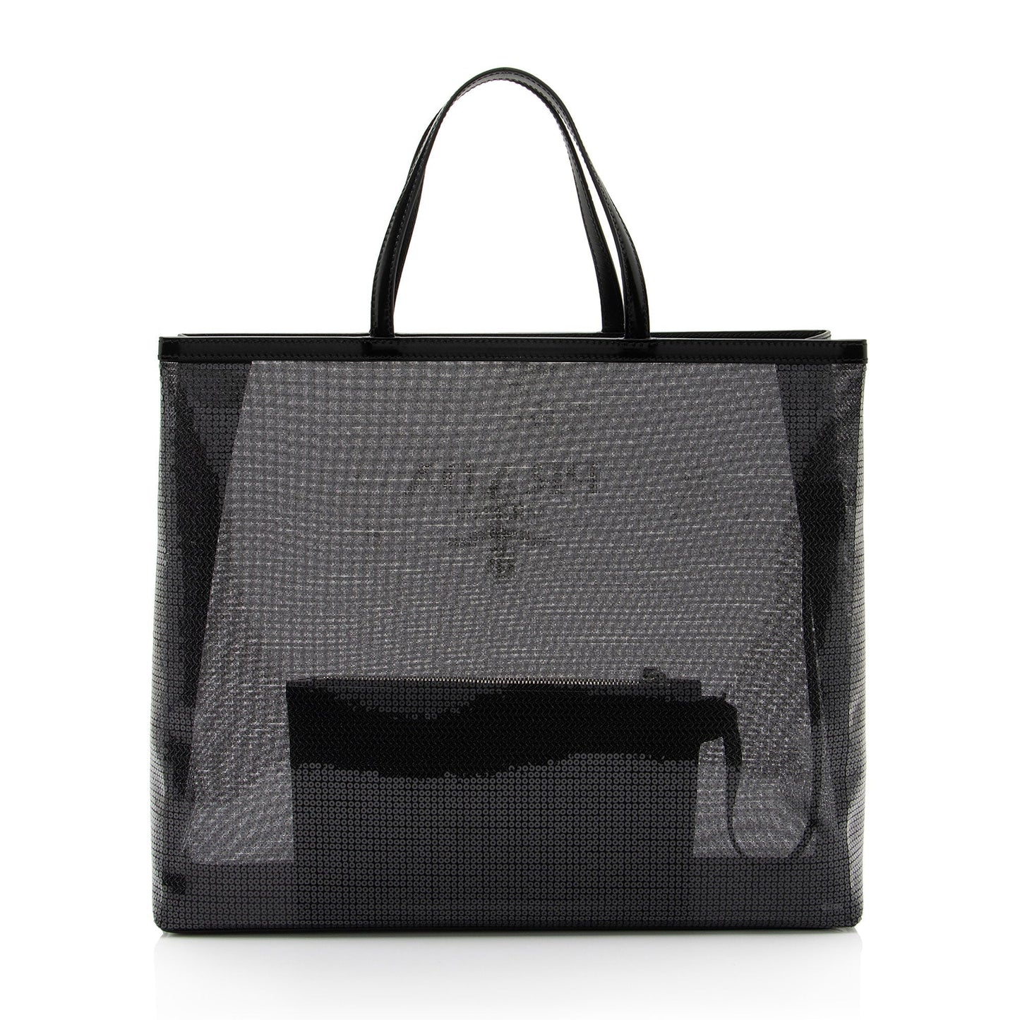 Prada Sequin Mesh Logo Large Tote