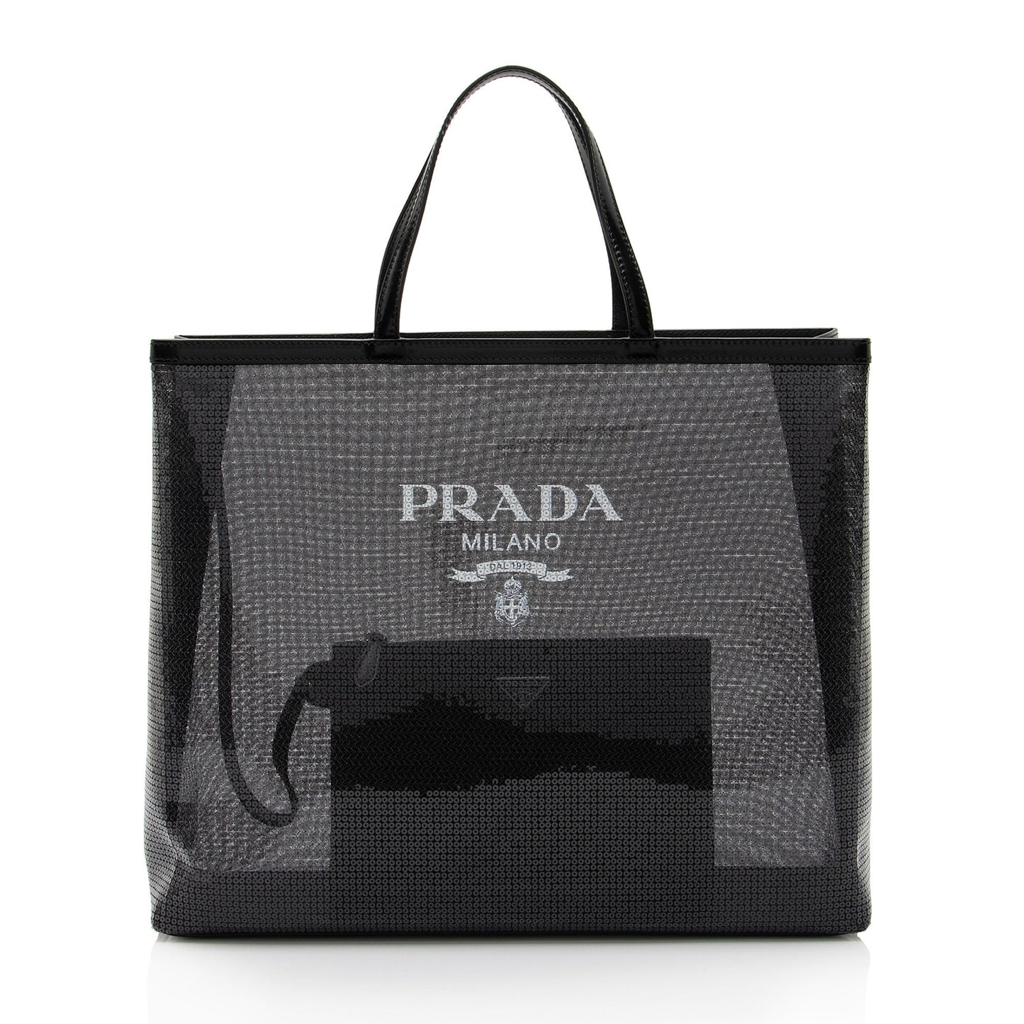 Prada Sequin Mesh Logo Large Tote
