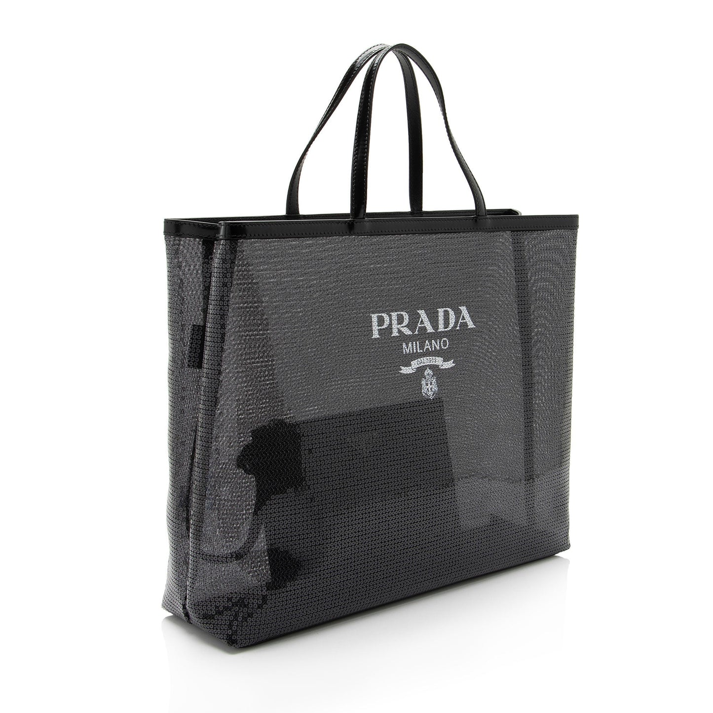 Prada Sequin Mesh Logo Large Tote