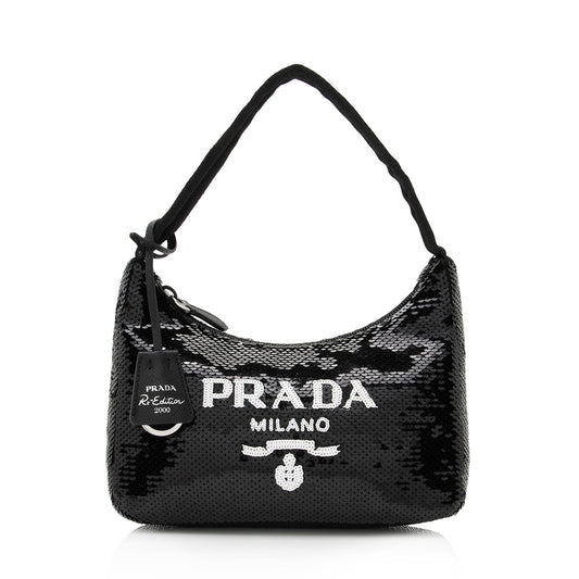 Prada Sequined Nylon Mini Re-Edition 2000 Hobo (SHF-ozWg8y)