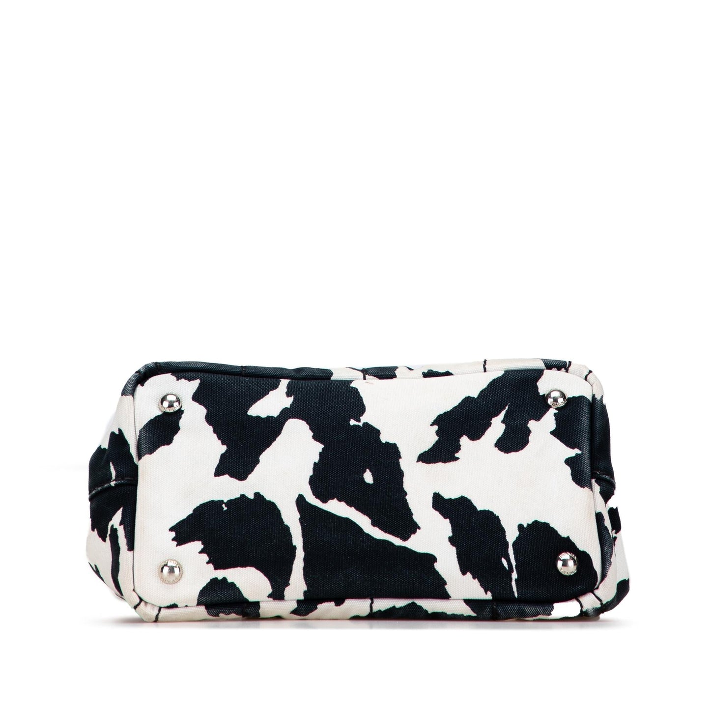 Prada Small Canvas Canapa Cow Print Satchel