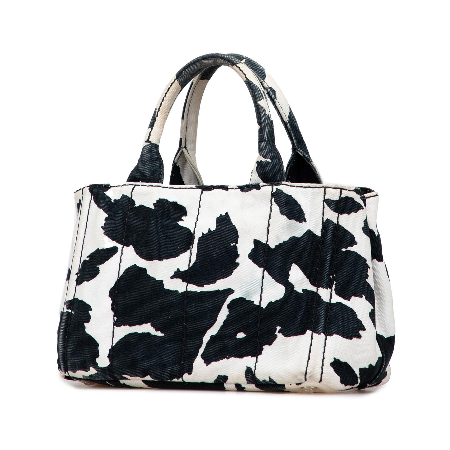 Prada Small Canvas Canapa Cow Print Satchel