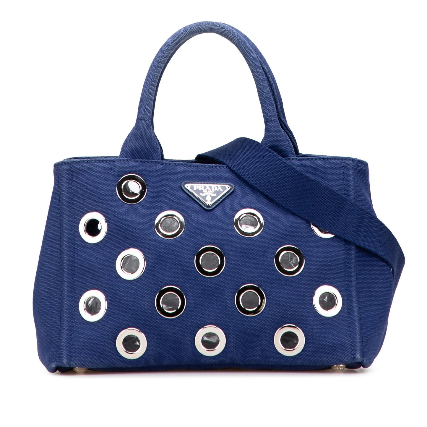 Prada Small Canvas Canapa Grommet Satchel
