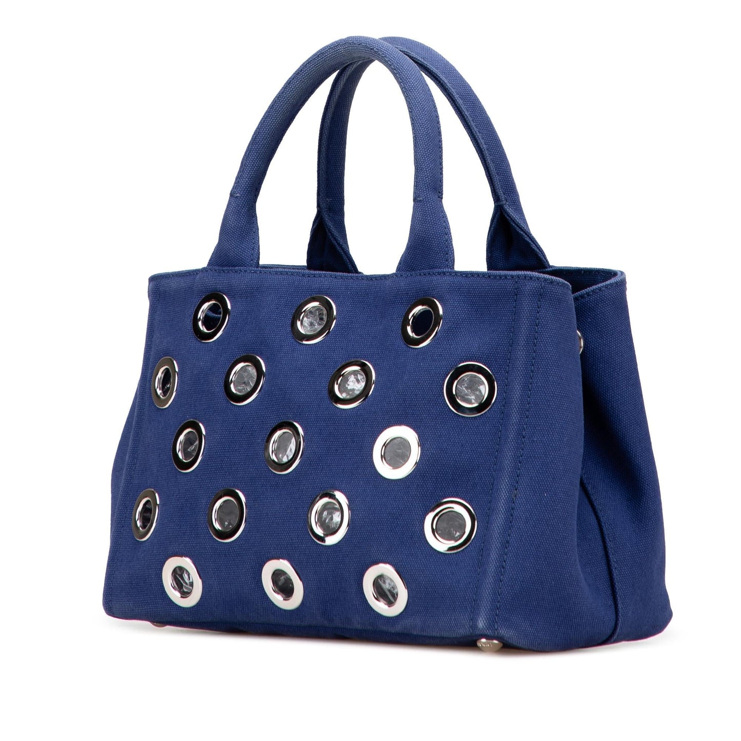 Prada Small Canvas Canapa Grommet Satchel
