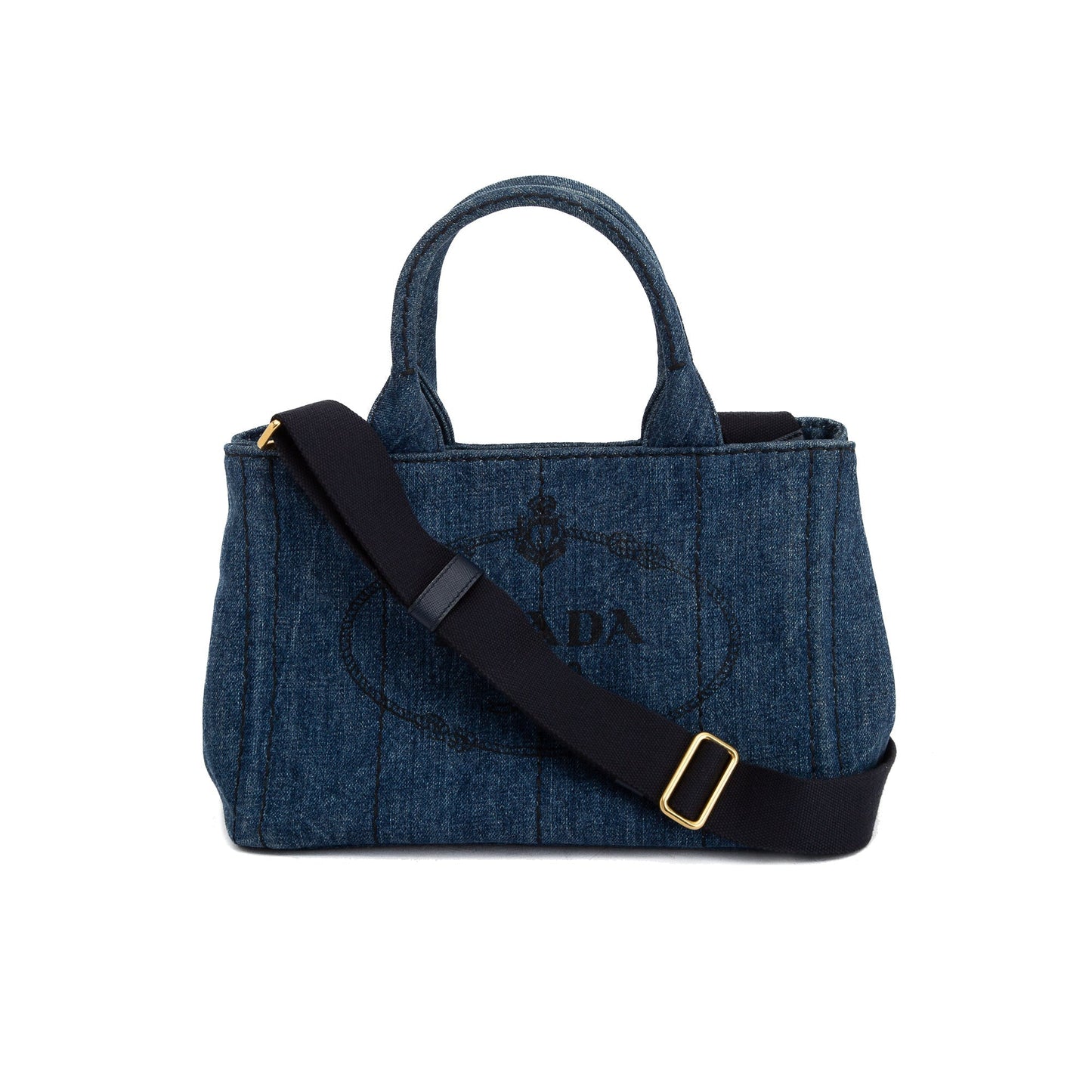 Prada Small Denim Canapa Logo Tote