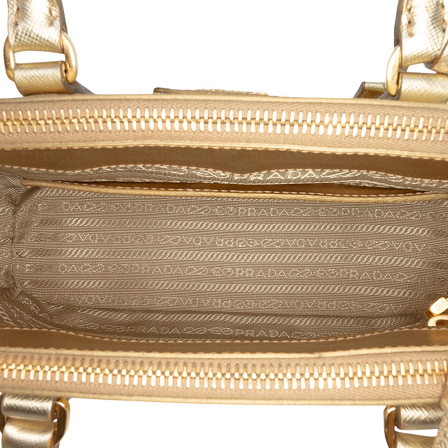 Prada Small Metallic Saffiano Lux Galleria Double Zip Satchel