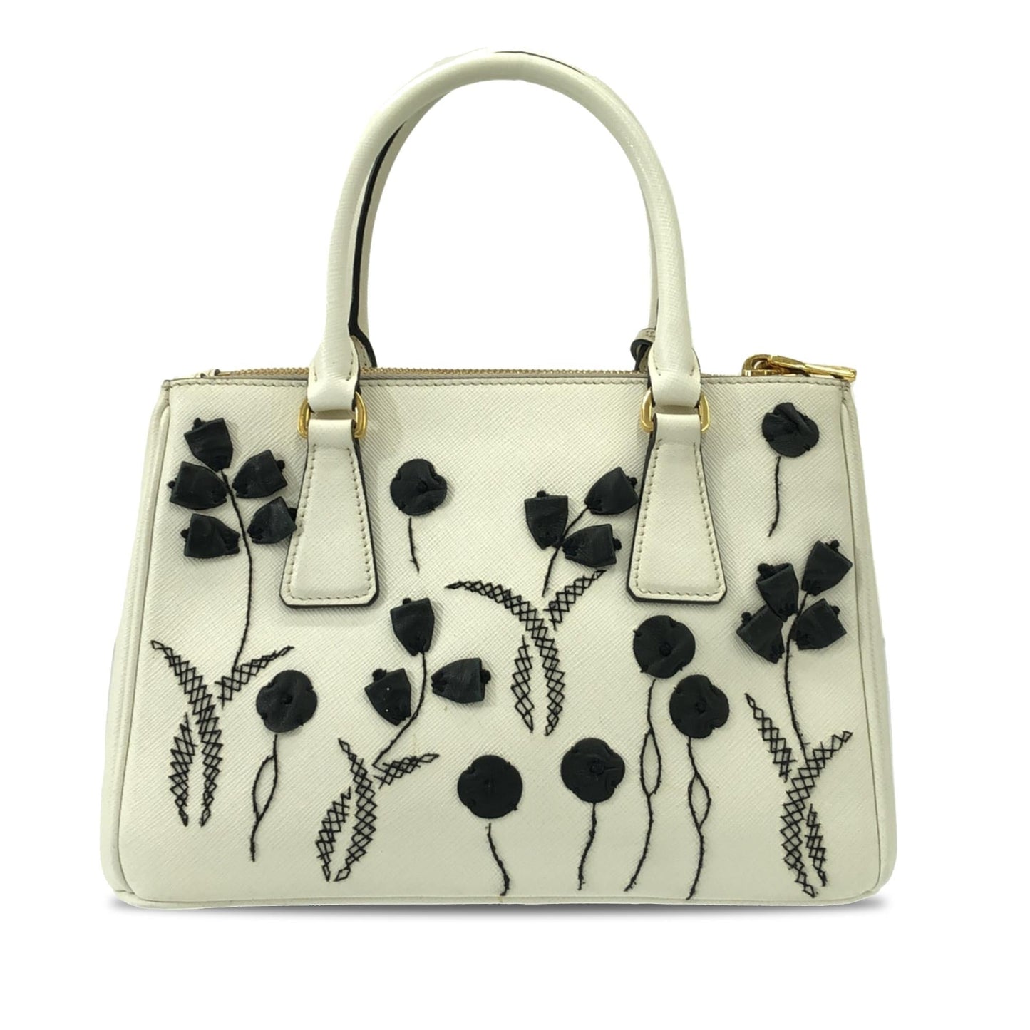 Prada Small Saffiano Galleria Floral Double Zip (SHG-d58tOr)
