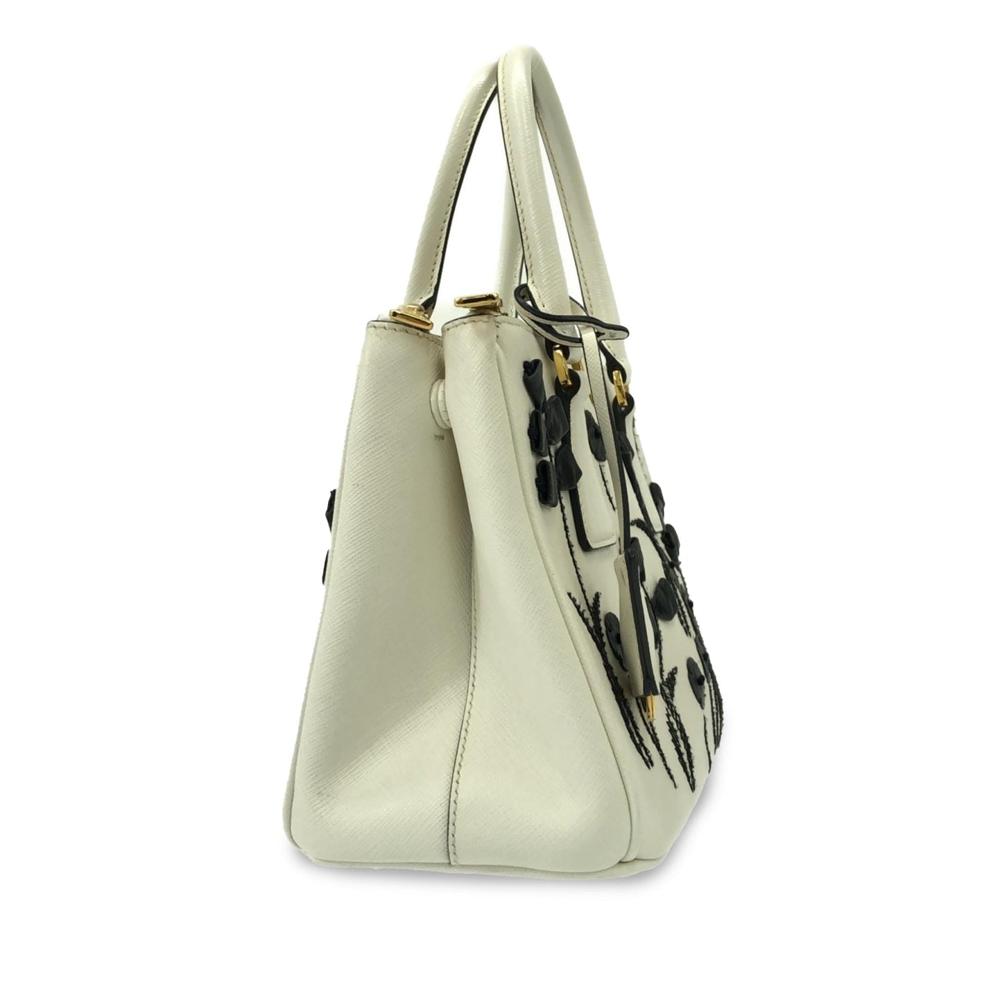 Prada Small Saffiano Galleria Floral Double Zip (SHG-d58tOr)