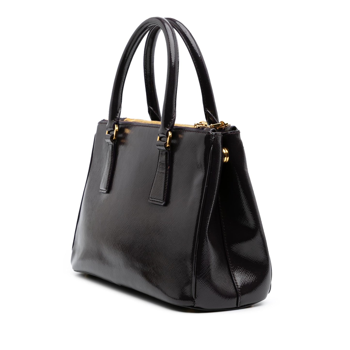 Prada Small Saffiano Vernice Galleria Double Zip Satchel