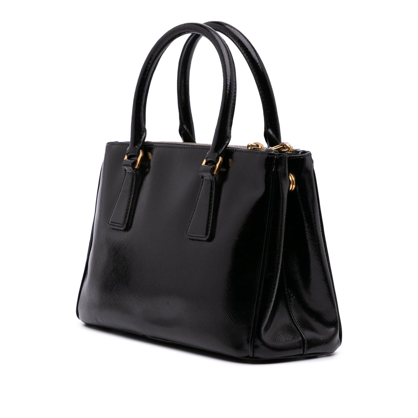 Prada Small Saffiano Vernice Galleria Double Zip Satchel