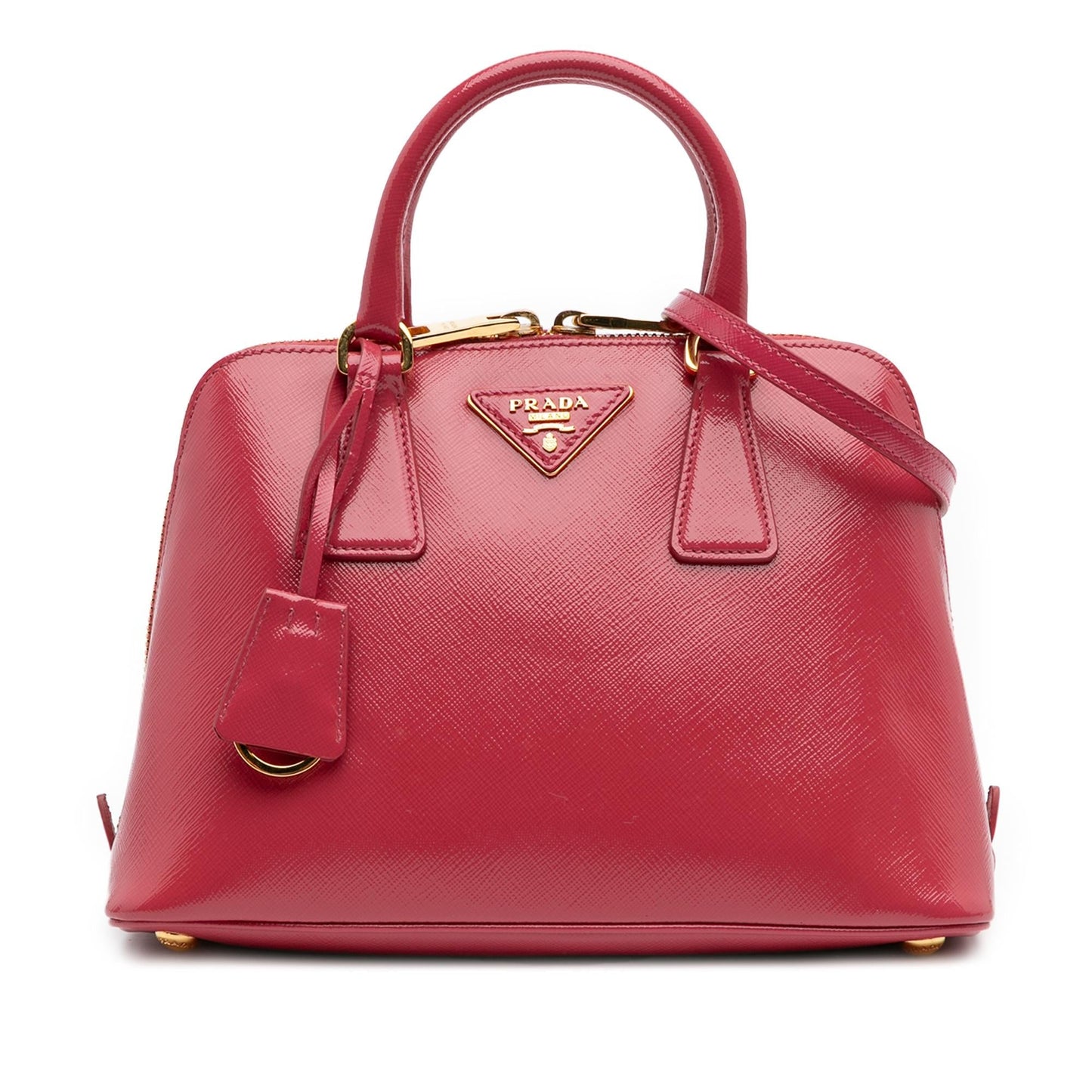 Prada Small Saffiano Vernice Promenade Satchel