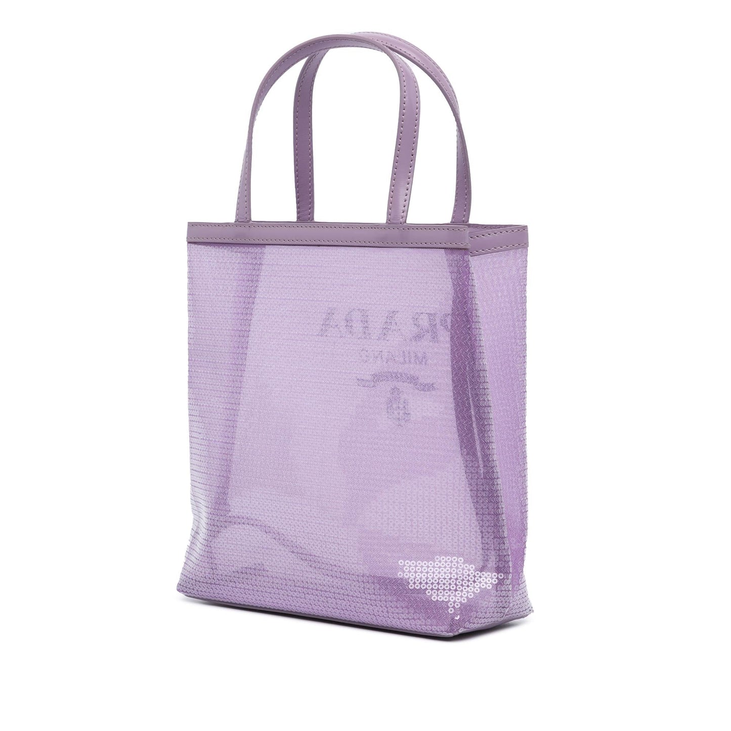 Prada Small Sequined Mesh Logo Tote