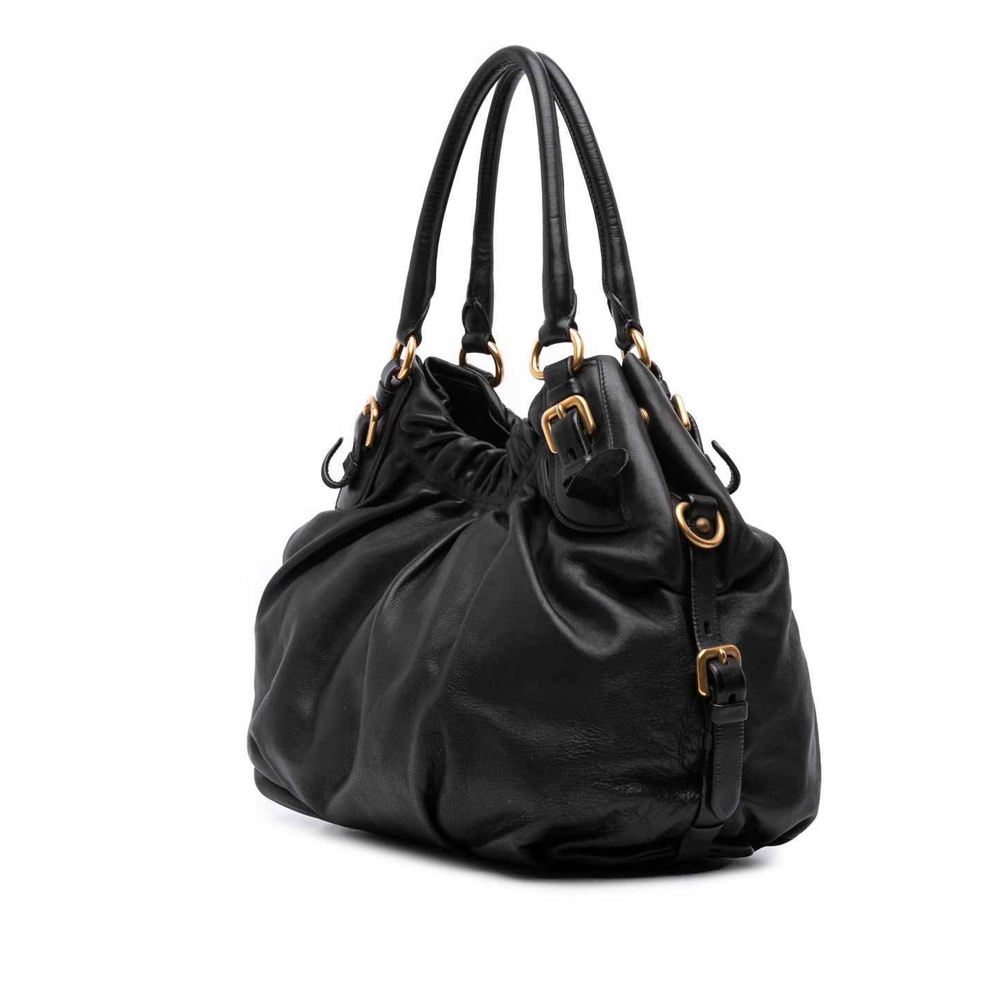 Prada Soft Calf Gathered Satchel