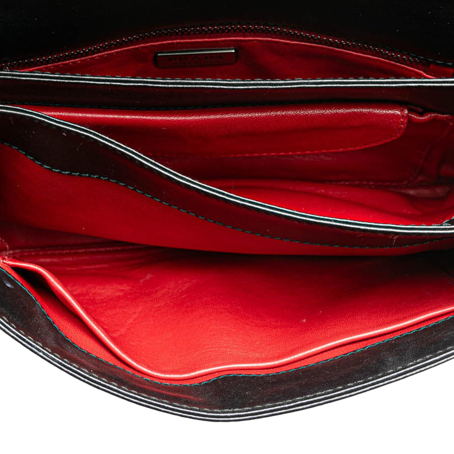 Prada Soft Calf Grommet Lock Flap Chain Shoulder Bag