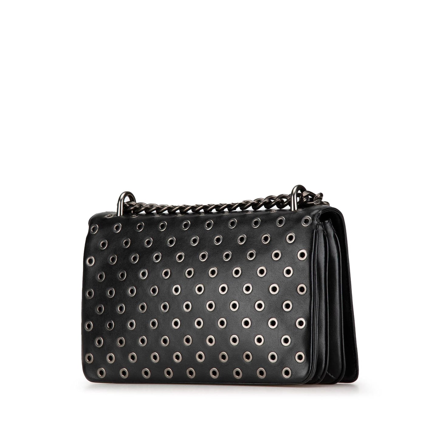 Prada Soft Calf Grommet Lock Flap Chain Shoulder Bag