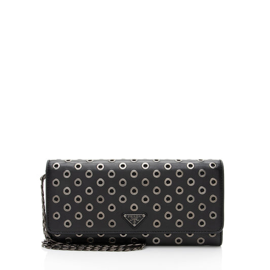 Prada Soft Calf Grommet Wallet on Chain