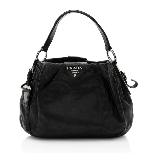 Prada Soft Calf Pleated Hobo