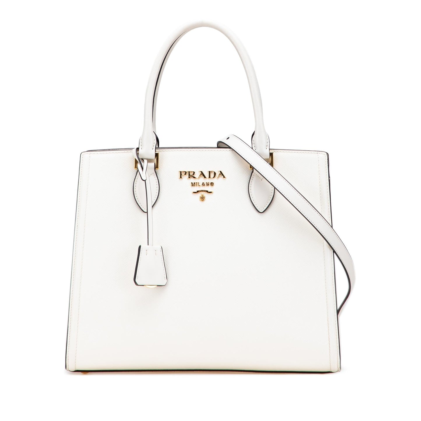 Prada Soft Calf Trimmed Saffiano Lux Satchel