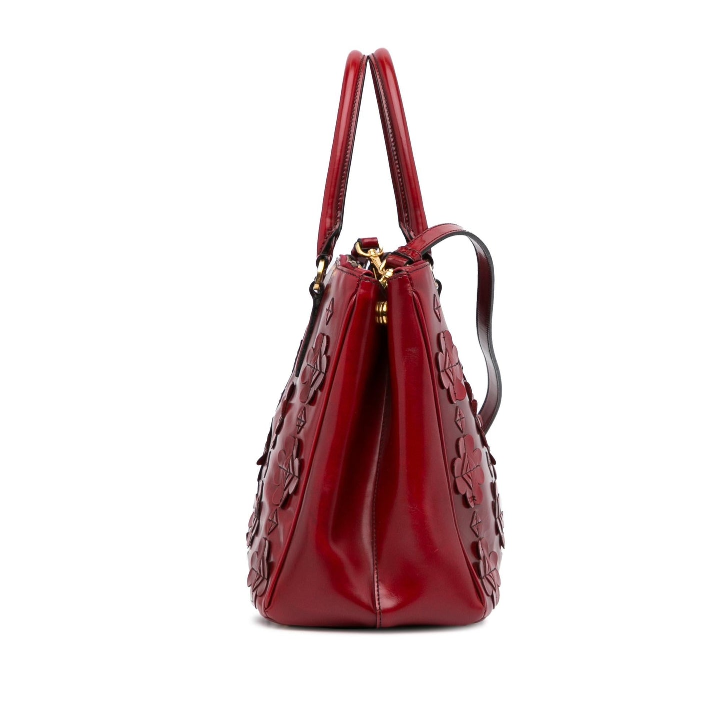Prada Spazzolato Flowers Galleria Double Zip (SHG-S9gWEE)