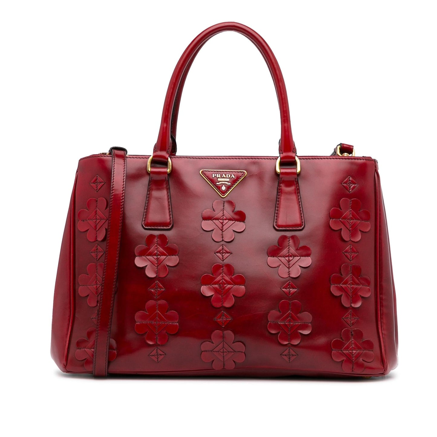 Prada Spazzolato Flowers Galleria Double Zip (SHG-S9gWEE)