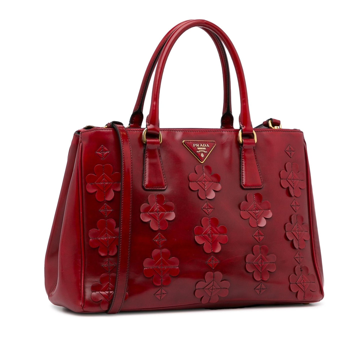 Prada Spazzolato Flowers Galleria Double Zip (SHG-S9gWEE)