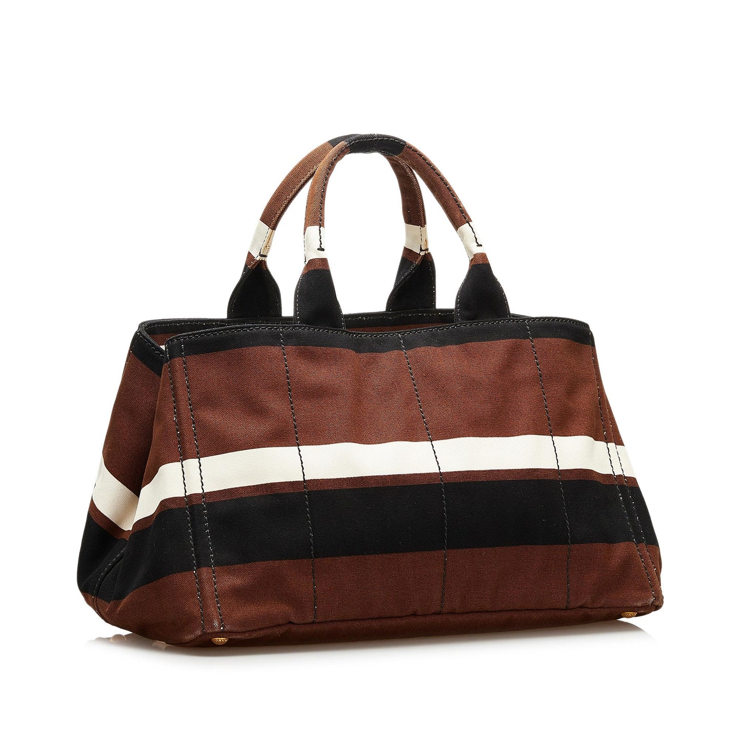 Prada Striped Canapa Handbag (SHG-35845)