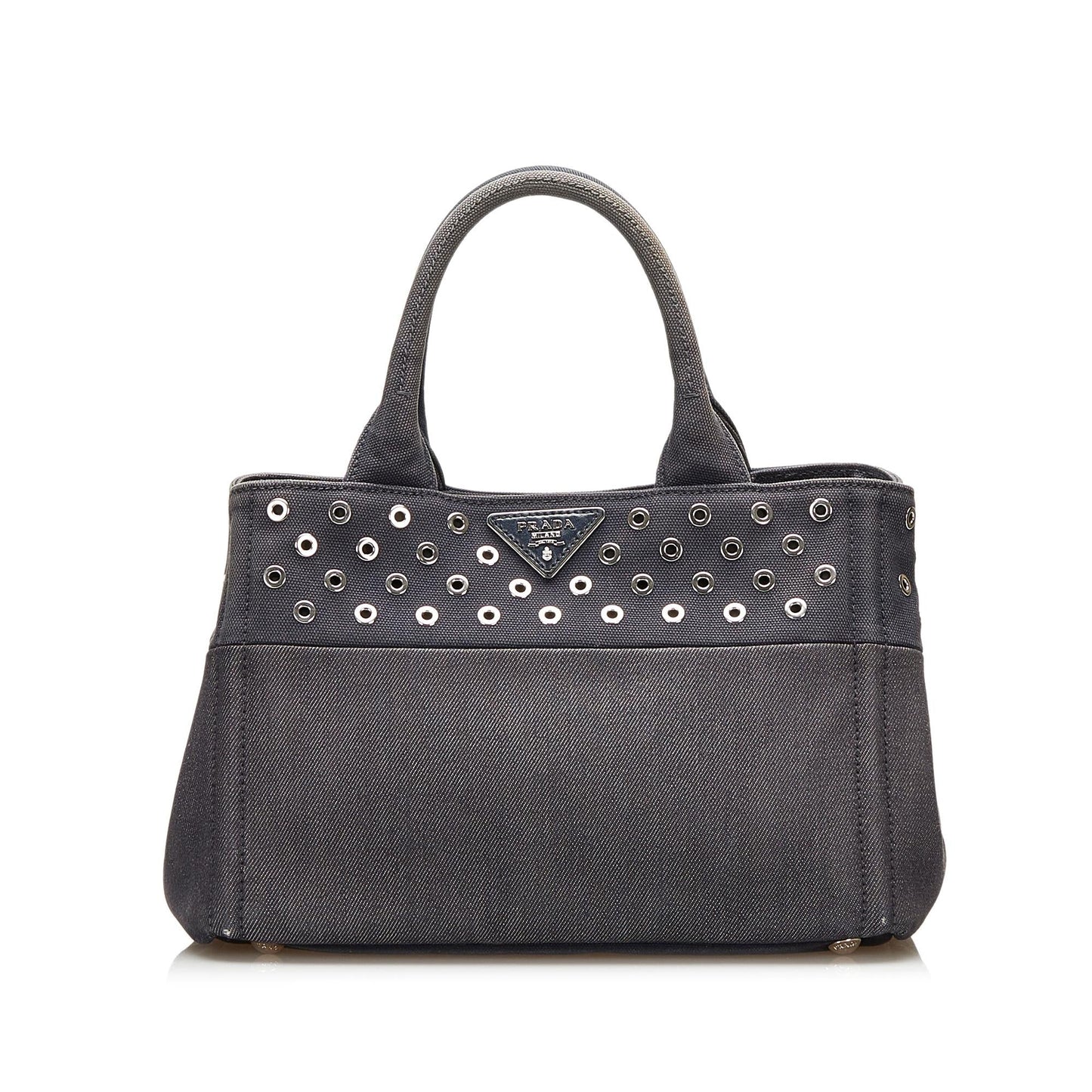 Prada Studded Canapa Satchel (SHG-35717)