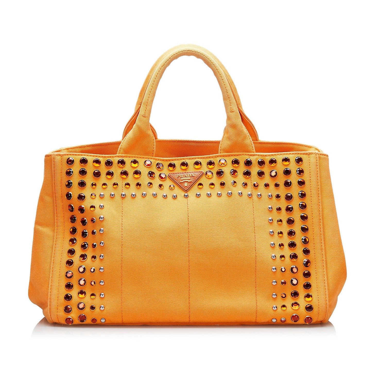 Prada Studded Canapa Satchel (SHG-vEOeLR)