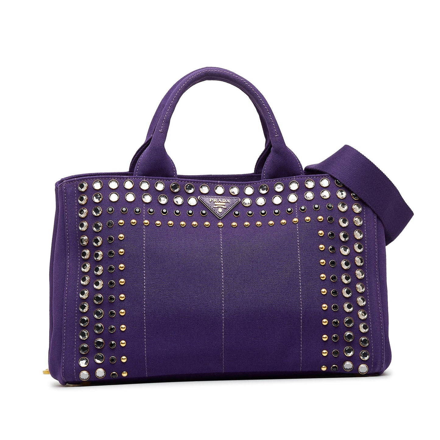 Prada Studded Canapa Satchel (SHG-IezM8f)