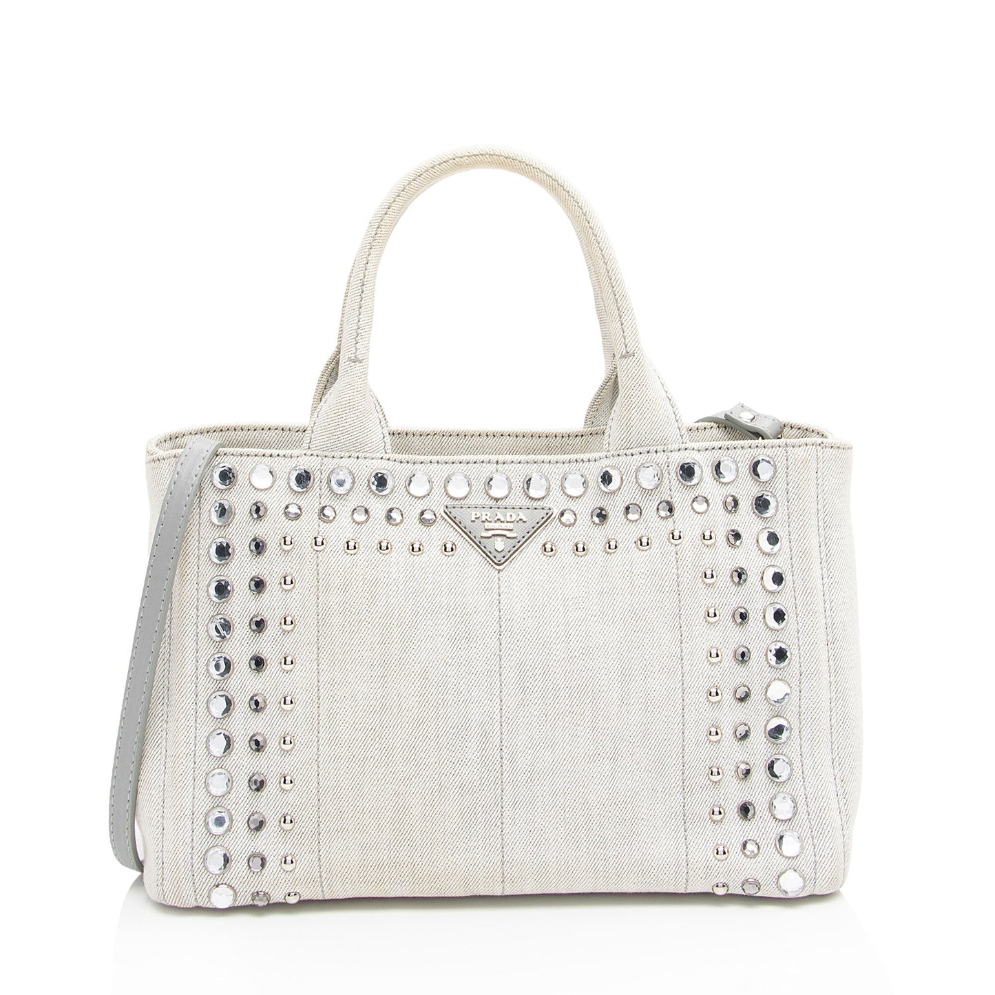 Prada Studded Crystal Denim Tote (SHF-Sqg4PX)