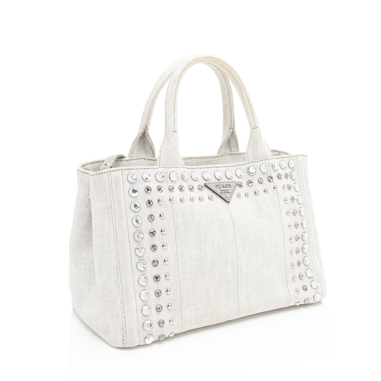 Prada Studded Crystal Denim Tote (SHF-Sqg4PX)