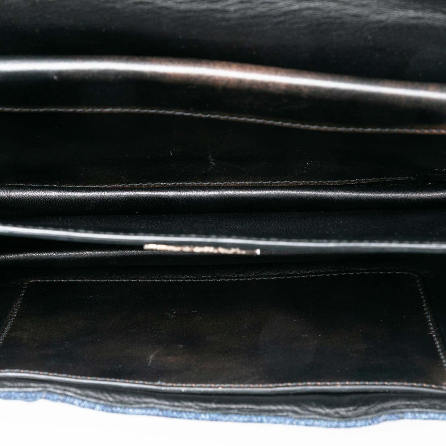 Prada Studded Denim Sound Lock Crossbody