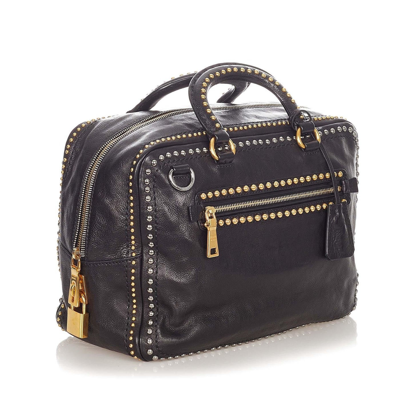 Prada Studded Leather Satchel (SHG-21594)