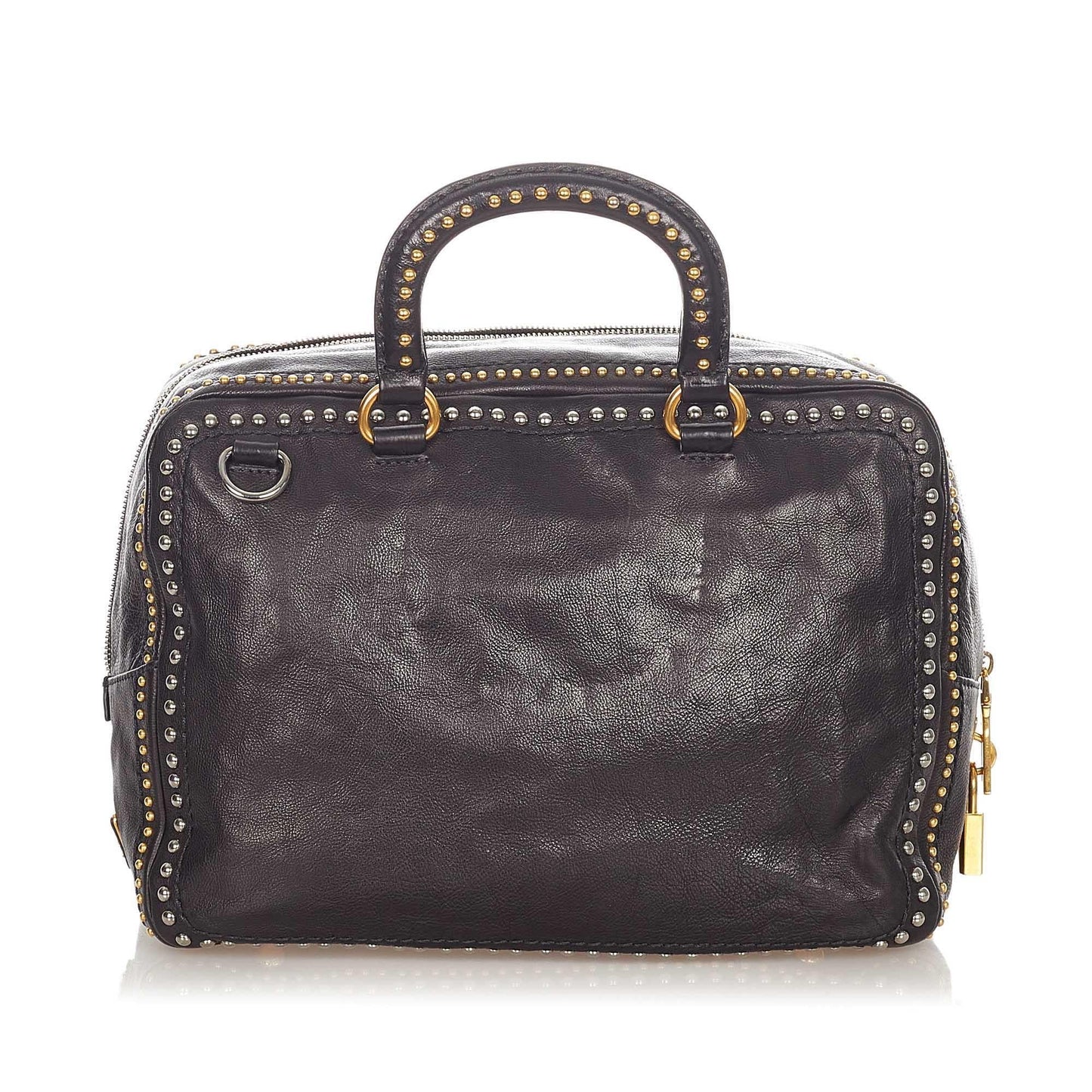 Prada Studded Leather Satchel (SHG-37357)