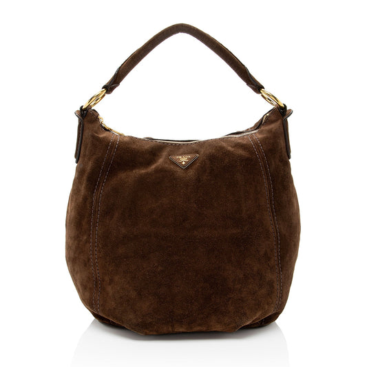 Prada Scamosciato Suede Hobo (SHF-hH2jDe)