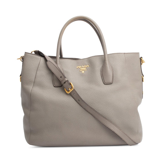 Prada Taupe Vitello Daino Leather Tote