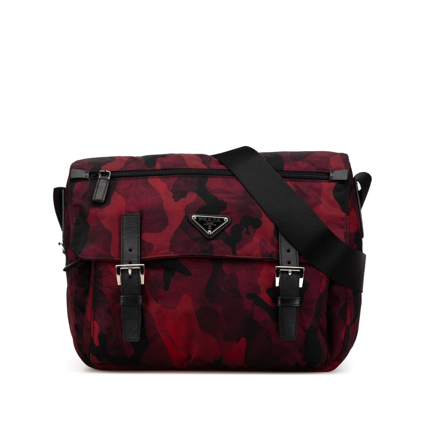Prada Tessuto Camouflage Zip Double Buckle Messenger Bag (SHG-8MueOz)