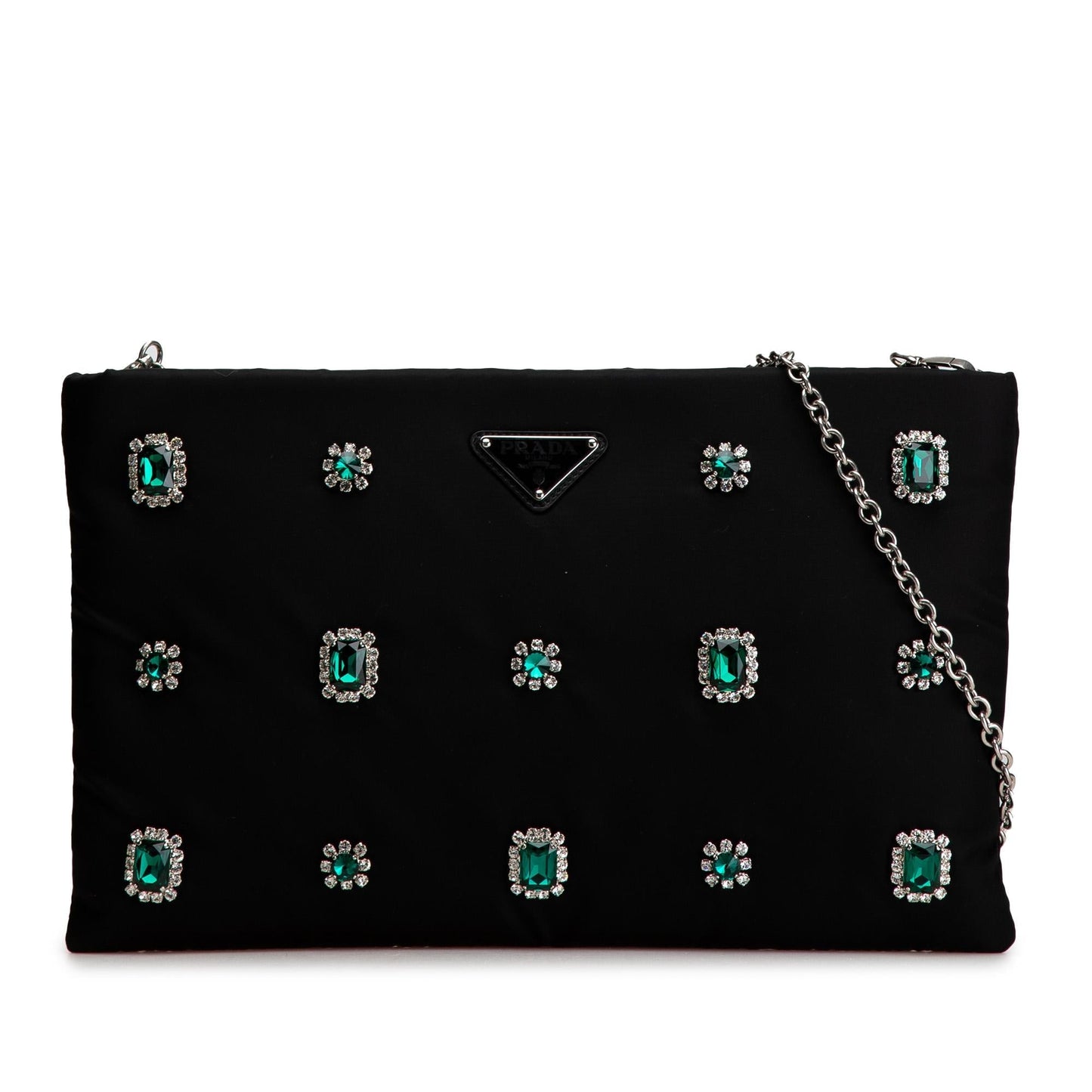 Prada Tessuto Catene Crystal Embellished Chain Crossbody