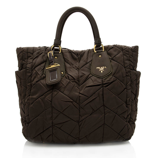 Prada Tessuto Chevron Quilted Tote - Ewore Bags