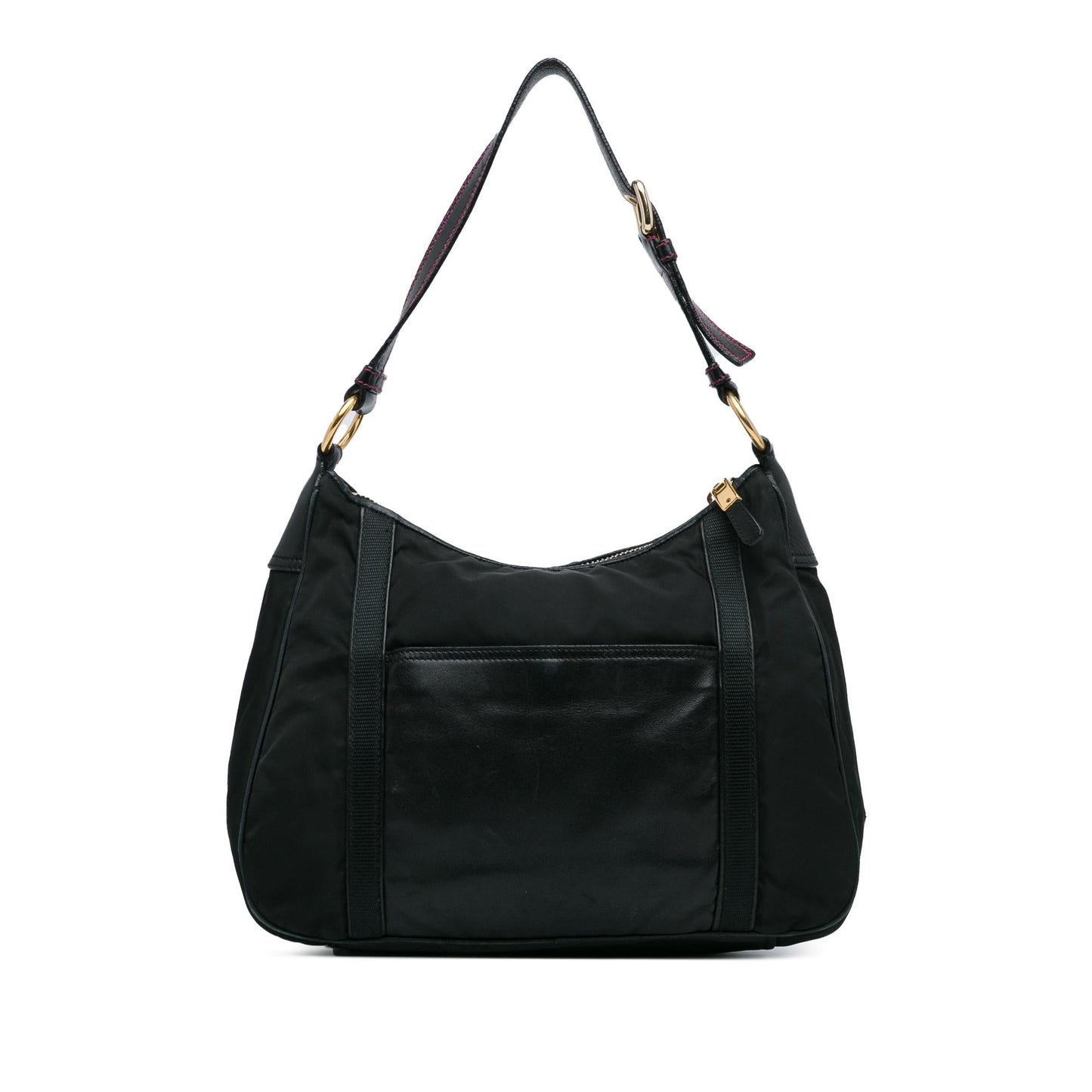 Prada Tessuto City Calf Trimmed Buckle Hobo (SHG-xswi3t)
