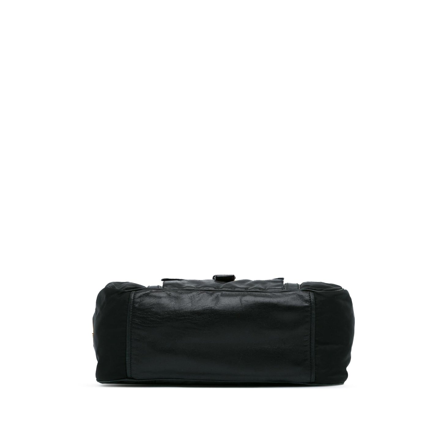 Prada Tessuto City Calf Trimmed Buckle Hobo (SHG-xswi3t)