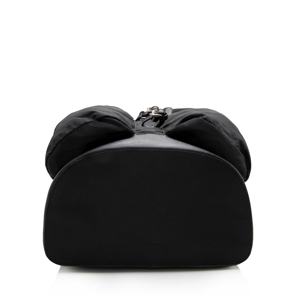 Prada Tessuto Double Pocket Drawstring Backpack (SHF-17072)
