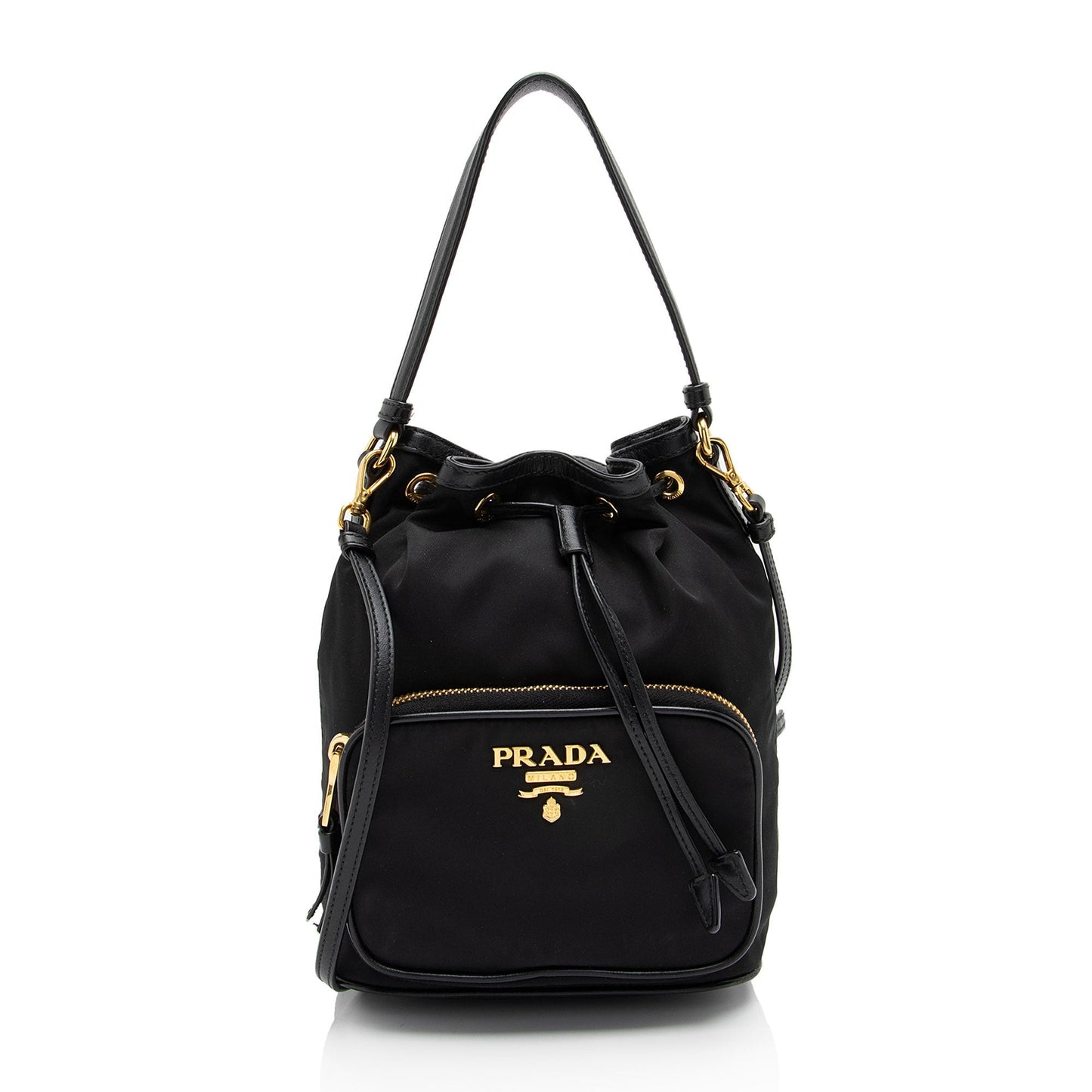 Prada Tessuto Duet Drawstring Mini Bucket Bag (SHF-1DaDrC)