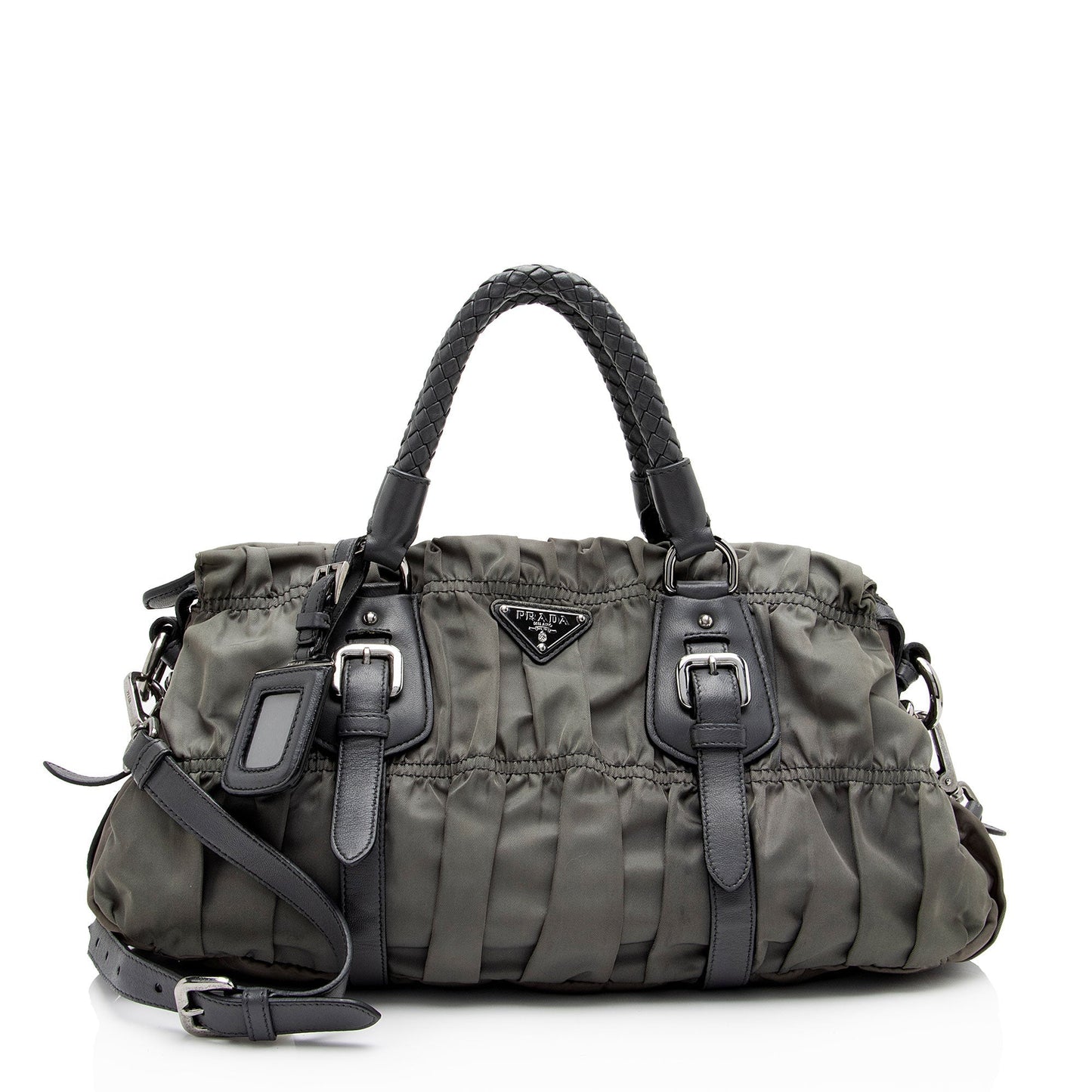Prada Tessuto Gaufre Braided Handle Satchel (SHF-2Sh8Vf)