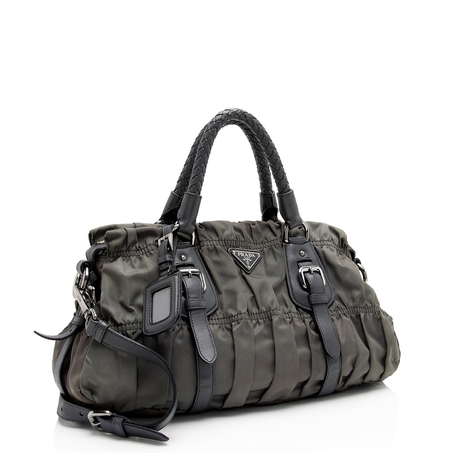Prada Tessuto Gaufre Braided Handle Satchel (SHF-2Sh8Vf)