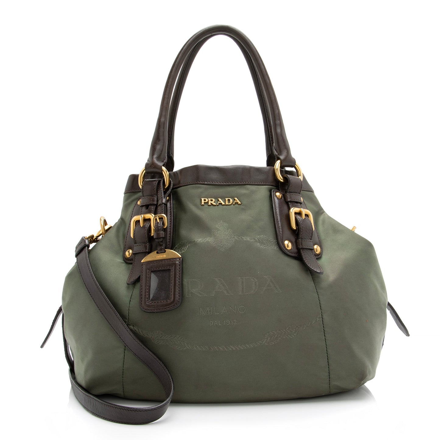 Prada Tessuto Jacquard Logo Convertible Large Tote (SHF-23519)