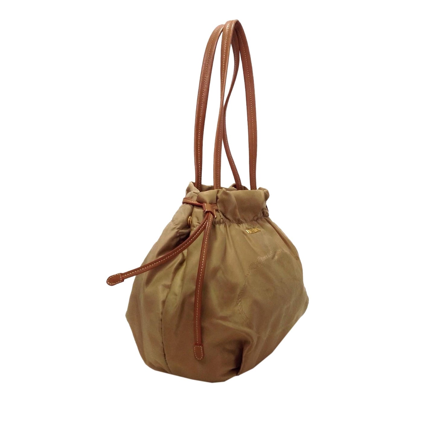 Prada Tessuto Jacquard Logo Drawstring Tote (SHG-35278)