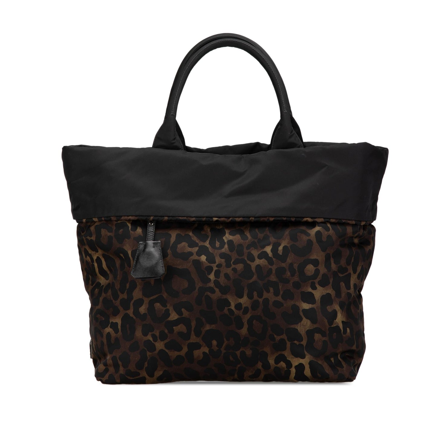 Prada Tessuto Leopard Print Reversible Satchel