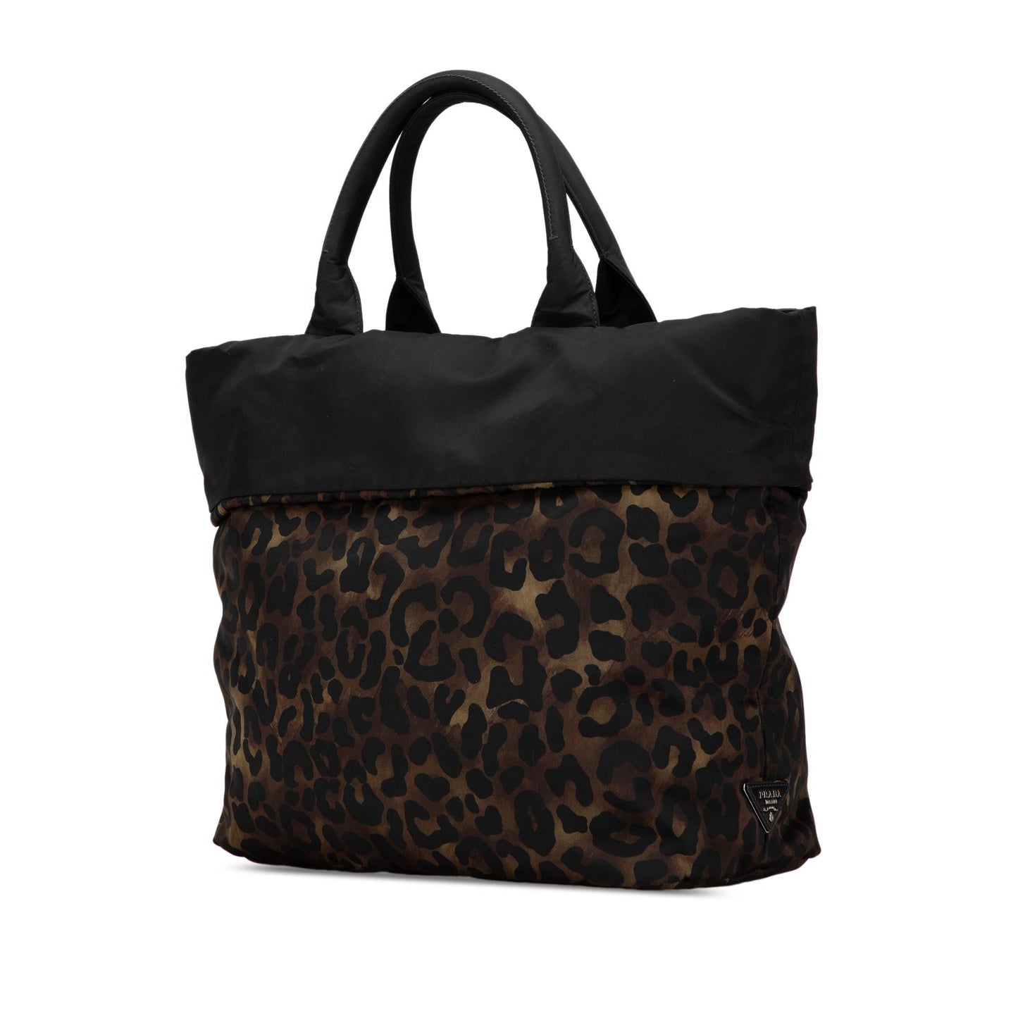 Prada Tessuto Leopard Print Reversible Satchel