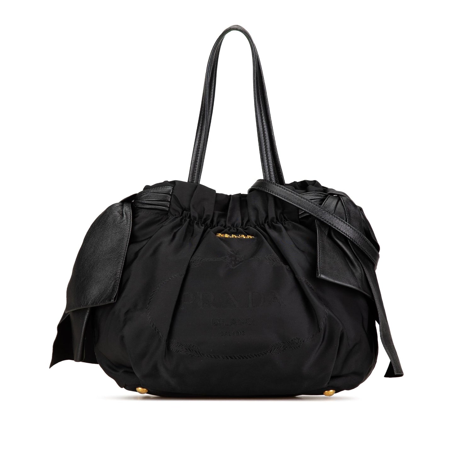 Prada Tessuto Logo Bow Satchel (SHG-qVQz2h)
